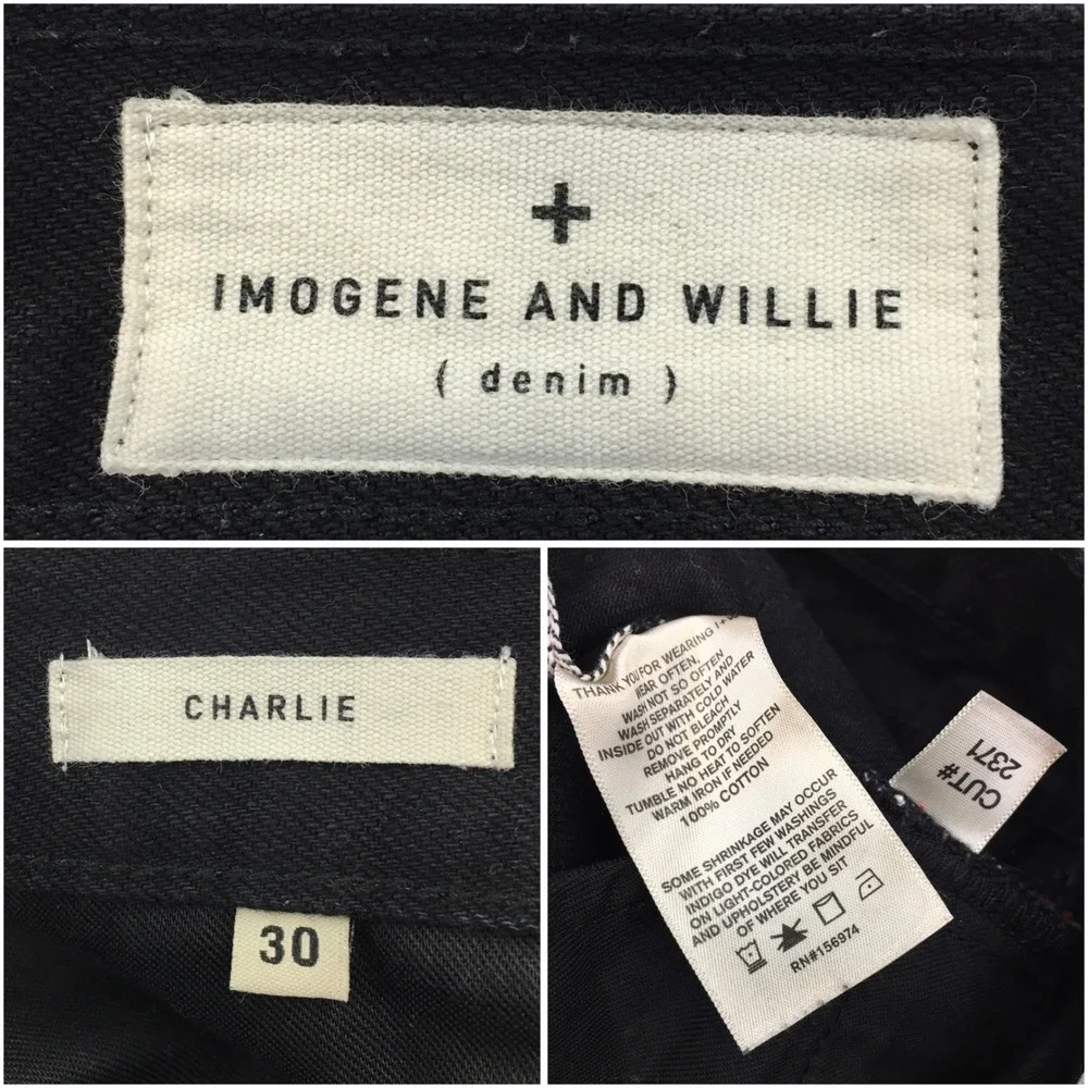 Imogene and Willie Charlie Black Selvedge Denim Jeans Mens Size 30 Button Fly